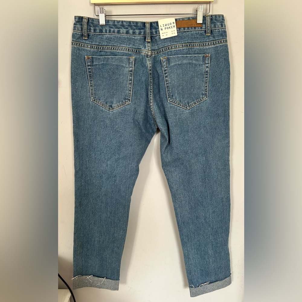 NEW CHASKA INDIGO RIPPED BOYFRIEND JEANS - Picture 4 of 5